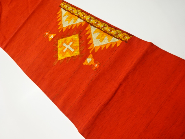 JAPANESE KIMONO / VINTAGE NAGOYA OBI / TSUMUGI / WOVEN ABSTRACT PATTERN